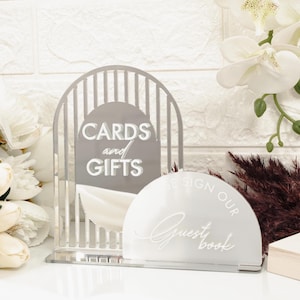 Hochzeitskarten und Geschenke Schild, Acryl Spiegel Hochzeit Tischdekoration, Bitte unterschreiben Sie unser Gästebuch Schild, Hochzeitsgeschenke und Karten Signage
