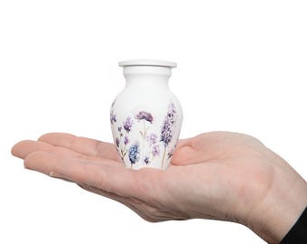 Handcrafted Floral Keepsake Urn | Soft Violet Cremation Urn