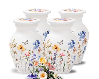 4 Handcrafted Wildflower Keepsake Cremation Urns for Ashes | Set of Four