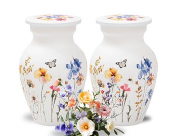 2 Handcrafted Wildflower Keepsake Urns for Ashes | Set of Two