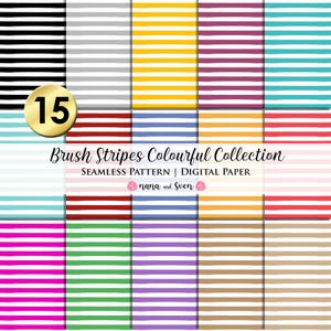 Brush Stripes, Seamless Pattern, Digital Paper, Digital Background, Scrapbook Paper, Printable Paper - Brush Stripes Colourful Collection