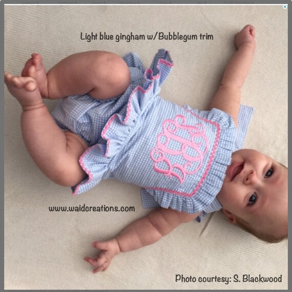 Monogram Girl swimsuit bathing suit with snaps in crotch one piece