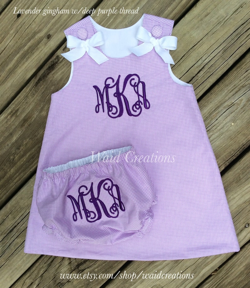 Monogram Baby Girl Dress Gingham A Line Monogram Baby Infant Etsy