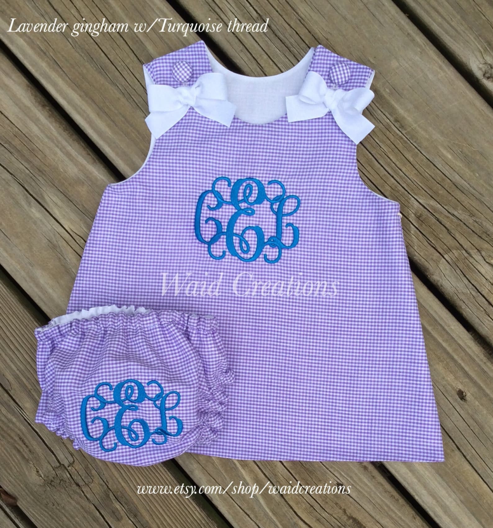 Monogram Dress Gingham A Line Monogram Girls Baby Infant Etsy