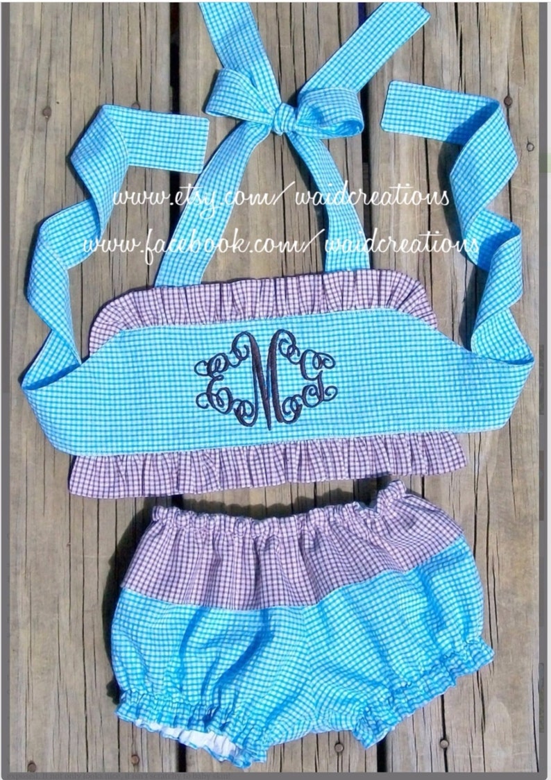 Handmade Monogram Ruffle Swimsuit for Baby Toddler Girl. - Etsy