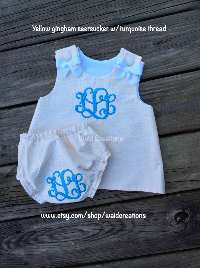 Baby Girl Monogrammed Dress Infant Monogram Gingham Dress & Etsy