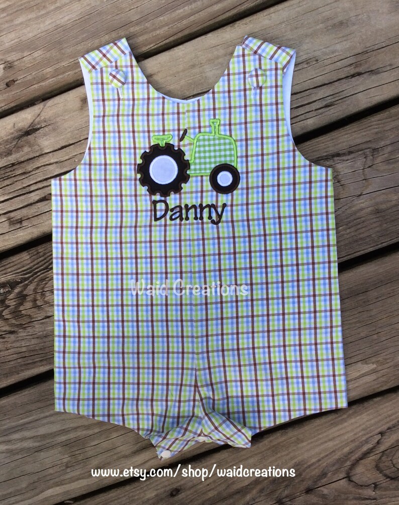 Petit Bebe Baby / Toddler Boys Yellow Poplin Smocked Anchors Jon Jon