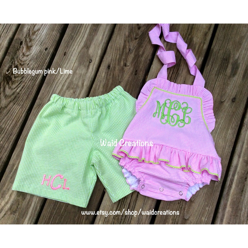 Monogram baby toddler girl swimsuit bathing suit with snaps in crotch
