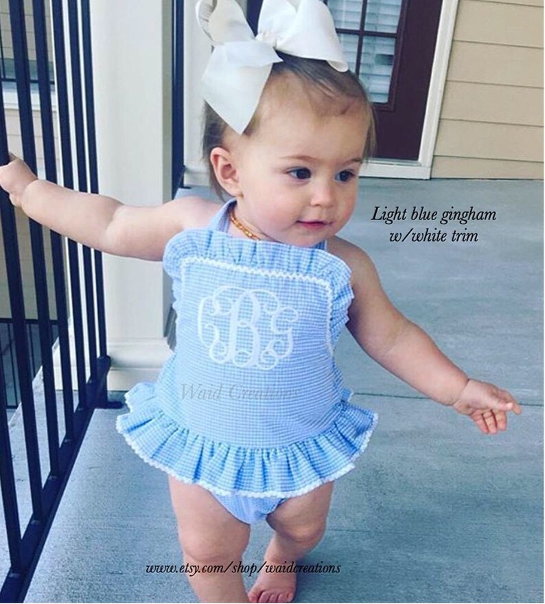 Baby Bathing Suit Monogram Swimsuit Bathing Suit Baby Girls Etsy