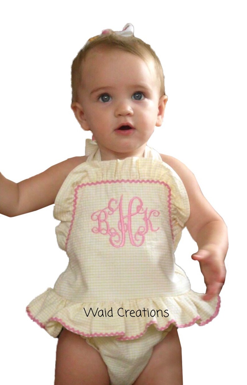 Baby Bathing Suit With Snaps Monogram Bathing Suit Baby Etsy