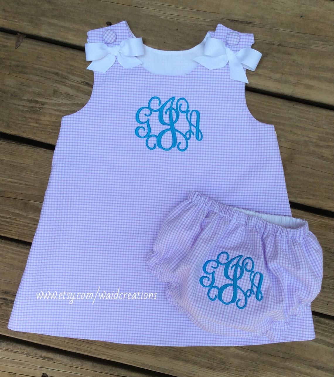 Monogram Baby Girl Dress and Bloomers Monogram Bloomers Etsy