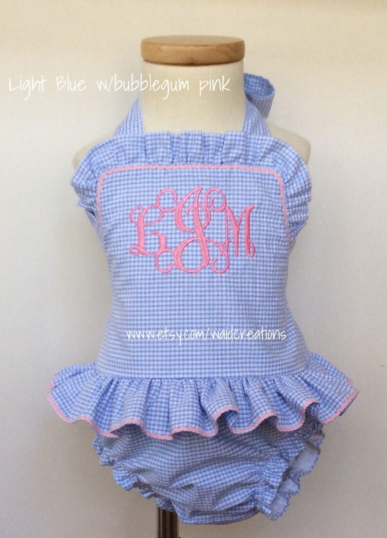 Monogram Baby Toddler Girl Swimsuit Bathing Suit With Snaps in Etsy