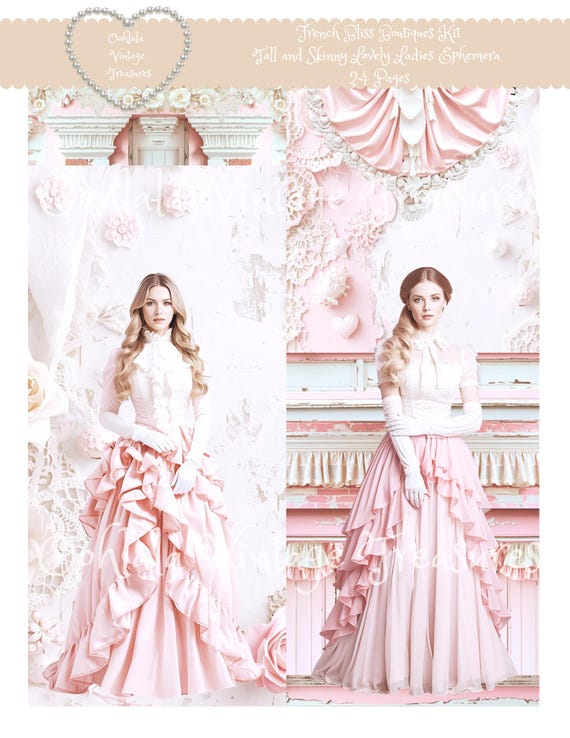 French Bliss Boutiques Kit-tall & Skinny Ephemera Lovely Ladies Roses,  Keys, Pearls, Lace Collars, Victorian, Paper Dolls, Dress Shops - Etsy  Israel