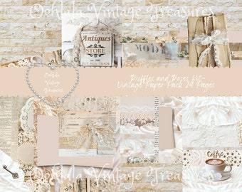 Kit Vintage Volantes y Rosas- Paquete de Papel
