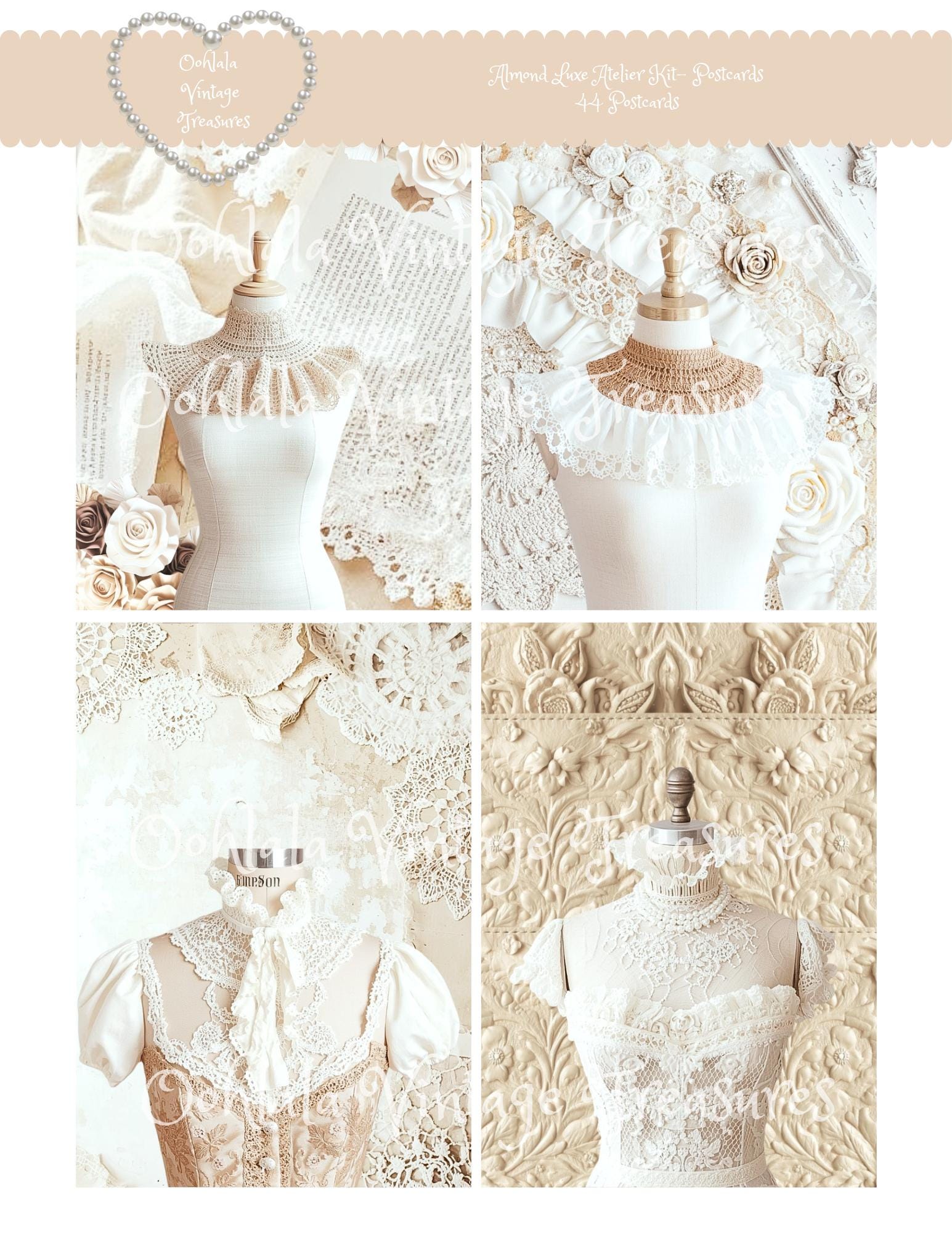 Almond Luxe Atelier Kit-postcards-collars, Corsets, Dressforms, Sewing ...