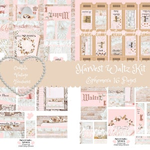 Harvest Waltz Kit-Pink Ephemera-Clipboards, Keys, Hot Cocoa, Tags, French Fall Words