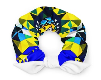 SAMBA DO BISPO Recycled Polyester Scrunchie: Removable Bow Hair Tie.