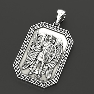Archangel Michael Pendant, 925 Silver, Saint Necklace, Protection Jewelry, Warrior Angel Gift, Handmade Spiritual Medal