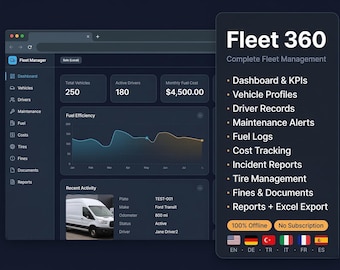 Fleet Manager Web App | Vehicles, Drivers, Maintenance, Fuel, Costs, Reports | LAN Sync
