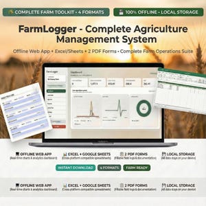 Farm Planner & Tracker | Offline App + Excel + Google Sheets + PDF Forms | Crop Management