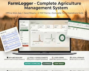 Farm Planner & Tracker | Offline App + Excel + Google Sheets + PDF Forms | Crop Management