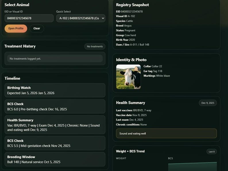 Cattle Record Keeping Excel + Offline Livestock Tracker App | Sheep Horse Herd Management | Ranch Management image 2