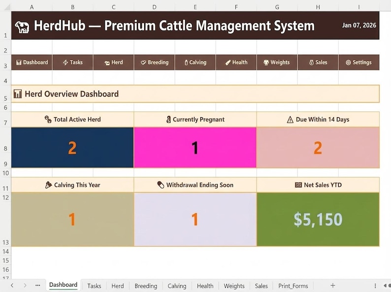 Cattle Record Keeping Excel + Offline Livestock Tracker App | Sheep Horse Herd Management | Ranch Management image 9