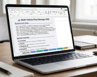 Fleet Manager Excel Template + Google Sheets | Maintenance Alerts + Odometer Log (Digital)