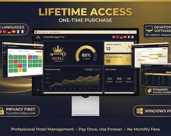 Hotel Management Software for Windows | Room Booking + Billing + Night Audit | Desktop PMS | 6 Languages