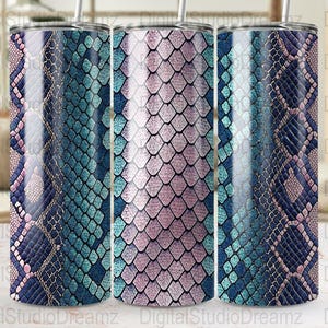 Mermaid Scales Skinny Tumbler Wraps, 20oz Straight and Tapered Design, Digital Download, Commercial Use, 3 PNG Files
