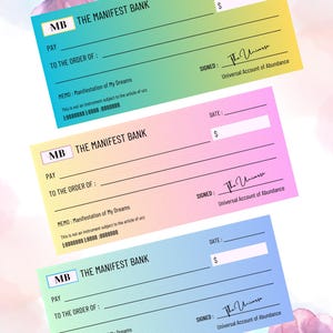 Manifestation Check Template: Law of Attraction Vision Board (Canva Editable, Digital Download)