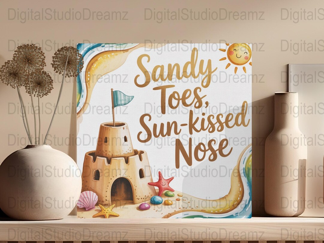 Sandy Toes Digital Wall Art, Sun Kissed Nose Print, Beach Decor, Summer