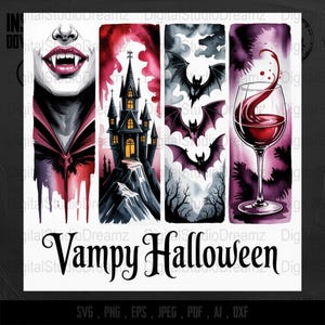 Watercolor Vampire Clipart: Spooky Halloween Bat Castle (Digital Download)