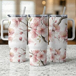 Wrap floreale per bicchiere: motivo floreale rosa per bicchiere da 40 once (download digitale)