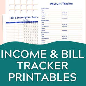 Monthly Bill Tracker Printable, Budget Planner, Bill Payment Calendar, Income Expense Tracker, Annual Monthly Income Bill Payment Tracker