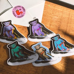 Skier Beast Sticker Lot - 5 Sticker, verschiedene Farben, Ski fahren