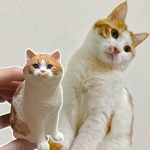 Custom Pet Cat Sculpture | Hand-Painted 3D Plaster Figurine | Personalized Pet Memorial Gift | Cat Portrait Art | Pet Loss Keepsake