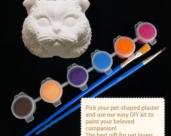 DIY Pet Portrait Painting Kit – Cat Plaster Head, Paint Set – Custom Pet Gift, Creative Art Kit, Cat Lover Gift, Holiday Activity Box