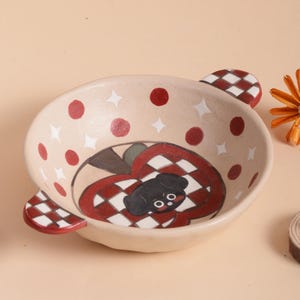 Personalised Ceramic Bowl with Hanging Charms | Custom Text Edge Bowl | Handmade Cute Snack or Cereal Bowl | Unique Pottery Gift for Her