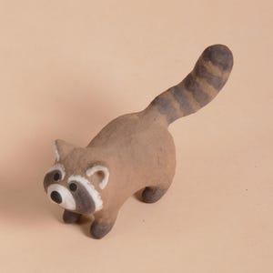 Mini Ceramic Raccoon Figurine | Handmade Tiny Animal Sculpture | Cute Woodland Desk Decor | Small Collectible Gift for Nature Lovers