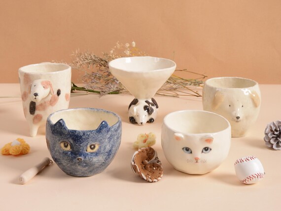 Custom Pet Face Mug | Personalized Animal Ceramic Cup | Handmade Dog or Cat Mug | Pottery Coffee Mug | Pet Lover Gift，Made to order