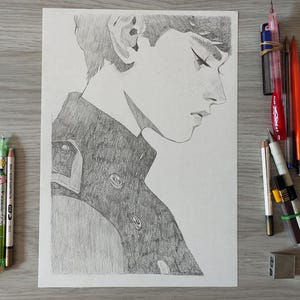 Boy Portrait Drawing – Original Sketch on Paper, Realistic Pencil Sketch, Handmade Wall Art