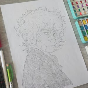 Boy portrait on Paper, original Sketch, gift art