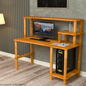 Scrivania in legno massello fatta a mano, scrivania per laptop in legno naturale, scrivania per computer da ufficio, scrivania da studio minimalista, scrivania da lavoro in legno
