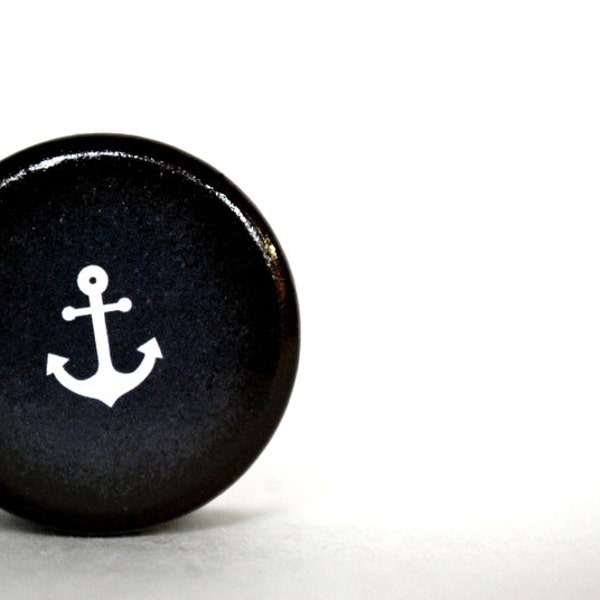 Anchor Pill Box, Small Pill Box, Anchors Away, Sailor, Nautical, Ocean, Navy Blue Wooden Boxes , Ring Box, wedding ring box, tooth fairy box