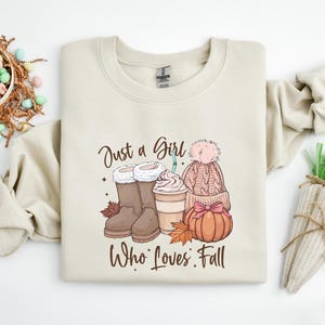 Just A Girl Who Loves Fall Sweatshirt, Halloween Shirt, Halloween Gift, Autumn Shirt, Pumpkin Shirt, Fall shirt, Pumpkin Spice Latte Shirt