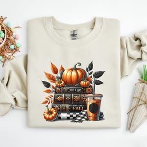 Just A Girl Who Loves Fall Sweatshirt, Halloween Shirt, Halloween Gift, Autumn Shirt, Pumpkin Shirt, Fall shirt, Pumpkin Spice Latte Shirt