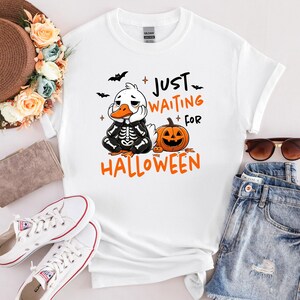 Summerween Just Waiting For Halloween Shirt, Halloween Shirt, Halloween Gift, Retro Halloween, Skeleton Shirt, Summer Shirt, Vacation Shirt