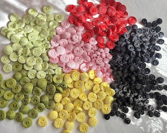 Fancy buttons - paper braid pattern - Round - Sewing - Colorful - Green - Pink - Yellow - Red - Black - Navy - Diameter 1.7 to 2.5 cm