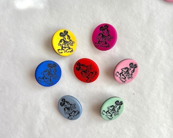 Disney Mickey Mouse Buttons - Kocher Buttons - Vintage - Sewing - Fancy Buttons - Colorful - Children&#39;s - Made in France - Collector - 1.5